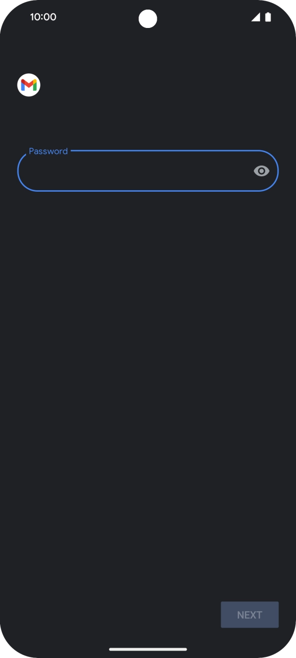 Press the field below 'Password' and key in the password for your email account. Press the field below 'Password' and key in the password for your email account.