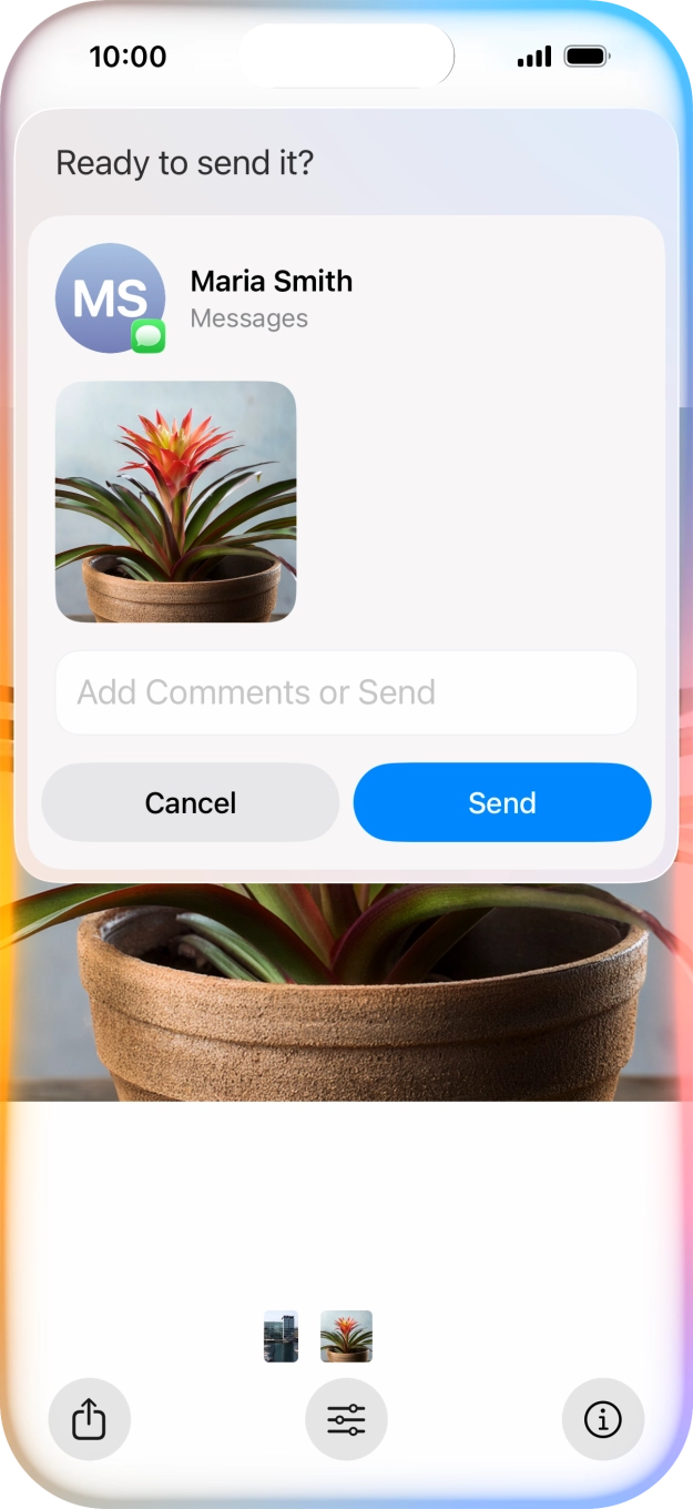 Ask Siri to share the screen content with your contacts. Ask Siri to share the screen content with your contacts.