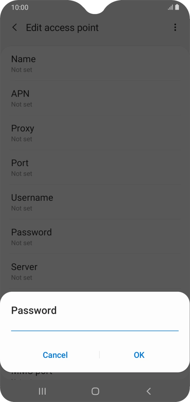 Key in p and press OK.