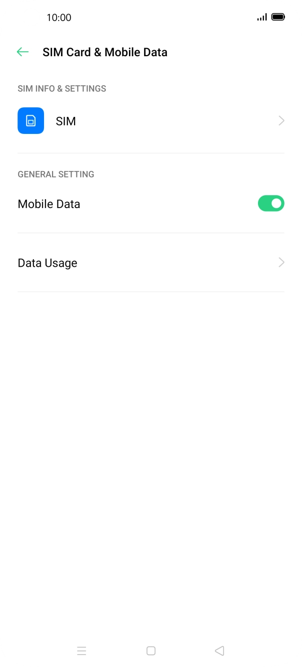 Press Data Usage.