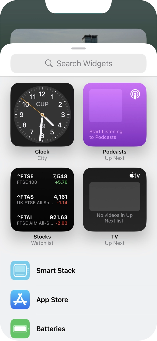 Press the required widget. Press the required widget.