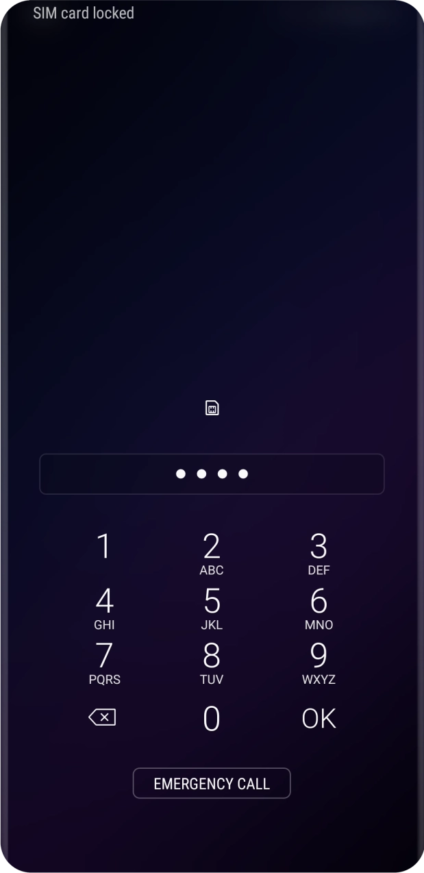 Key in your SIM PIN and press OK. The default SIM PIN is 0000.