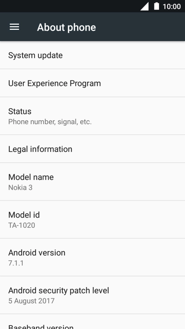 Press System update. If a new software version is available, it's displayed. Follow the instructions on the screen to update the phone software.