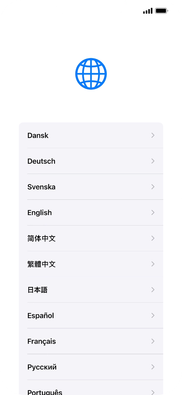 Press the required language. Press the required language.