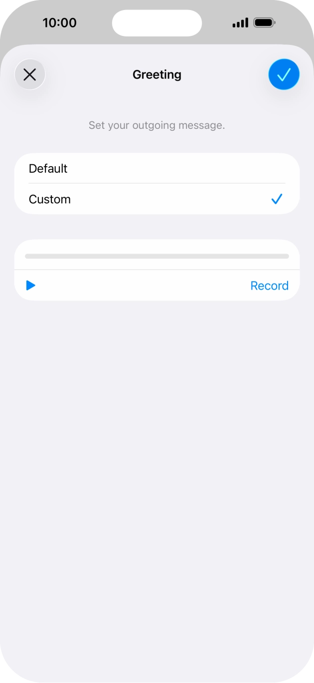 Press the play icon to play your personal greeting. Press the play icon to play your personal greeting.