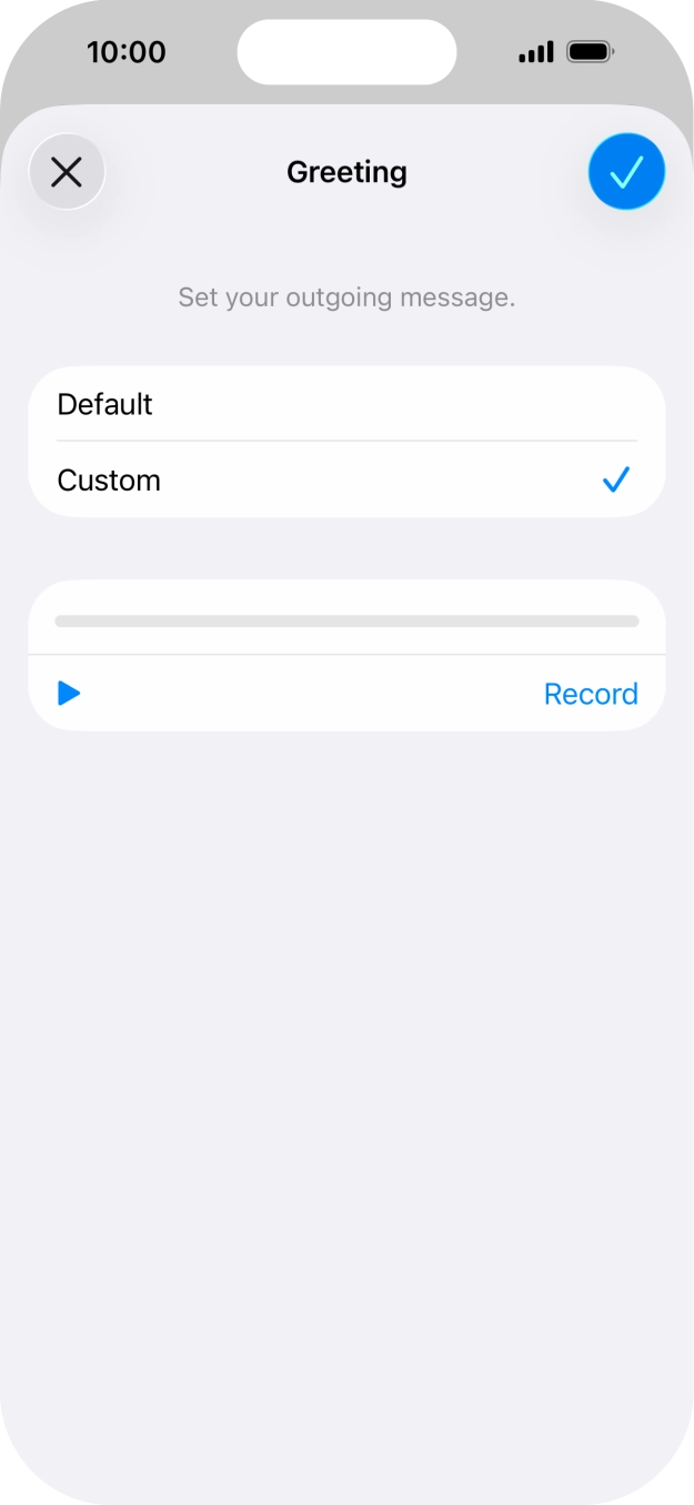 Press the play icon to play your personal greeting. Press the play icon to play your personal greeting.