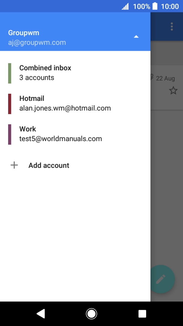 Press the required email account. Press the required email account.