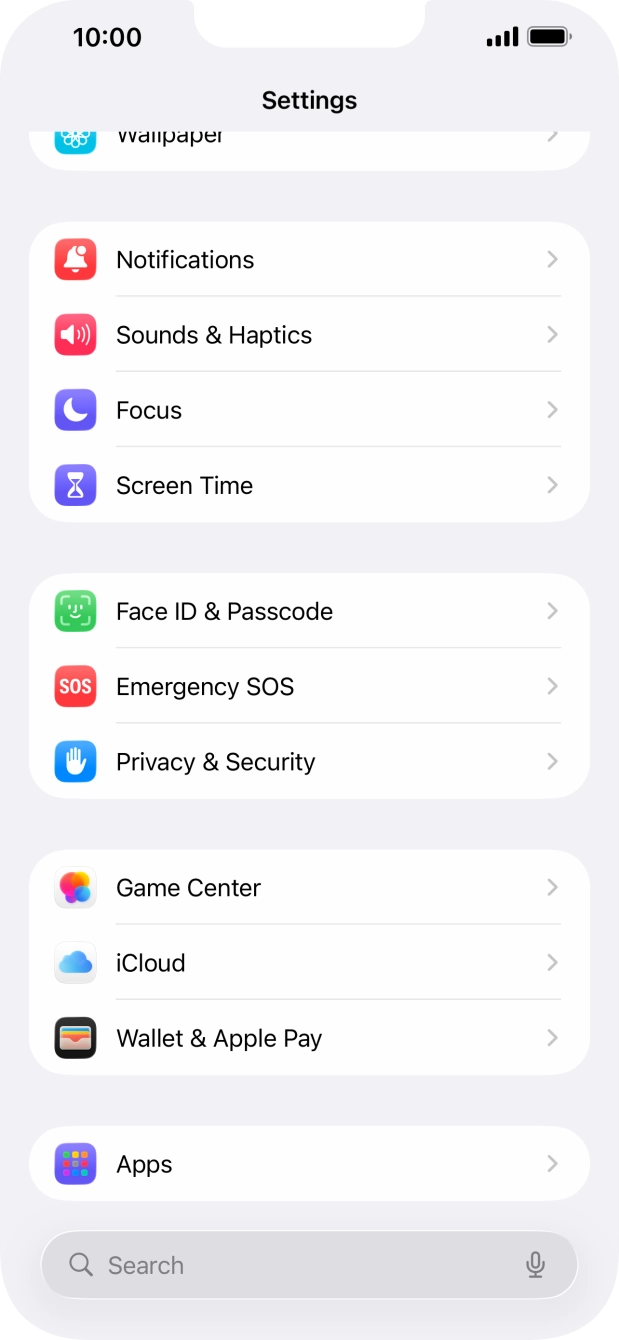 Press Face ID & Passcode.