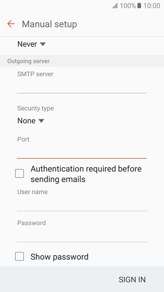 Press Authentication required before sending emails to turn on the function.