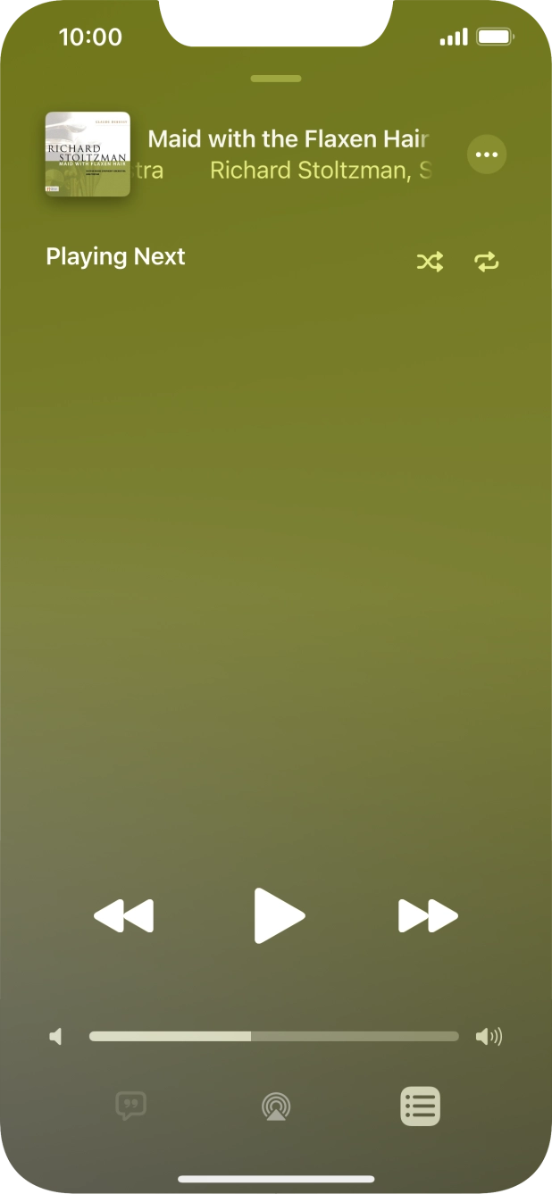 Press the shuffle icon to turn the function on or off. Press the shuffle icon to turn the function on or off.