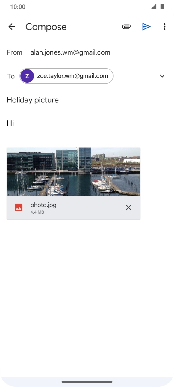 Press the send icon when you've finished your email.