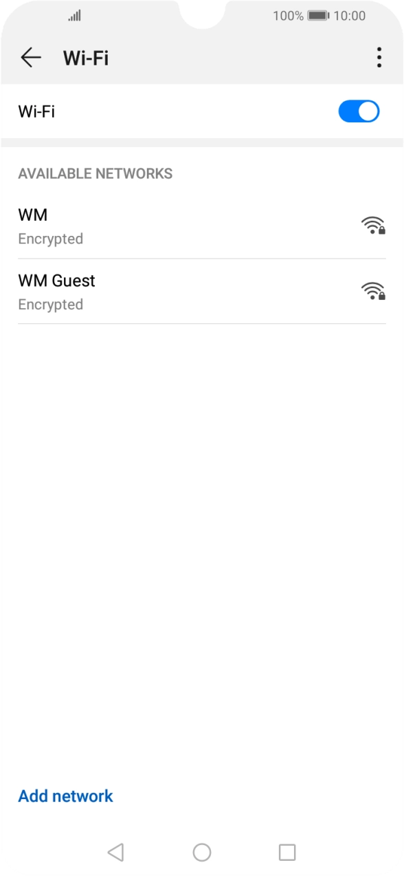 Press the required WiFi network. Press the required WiFi network.