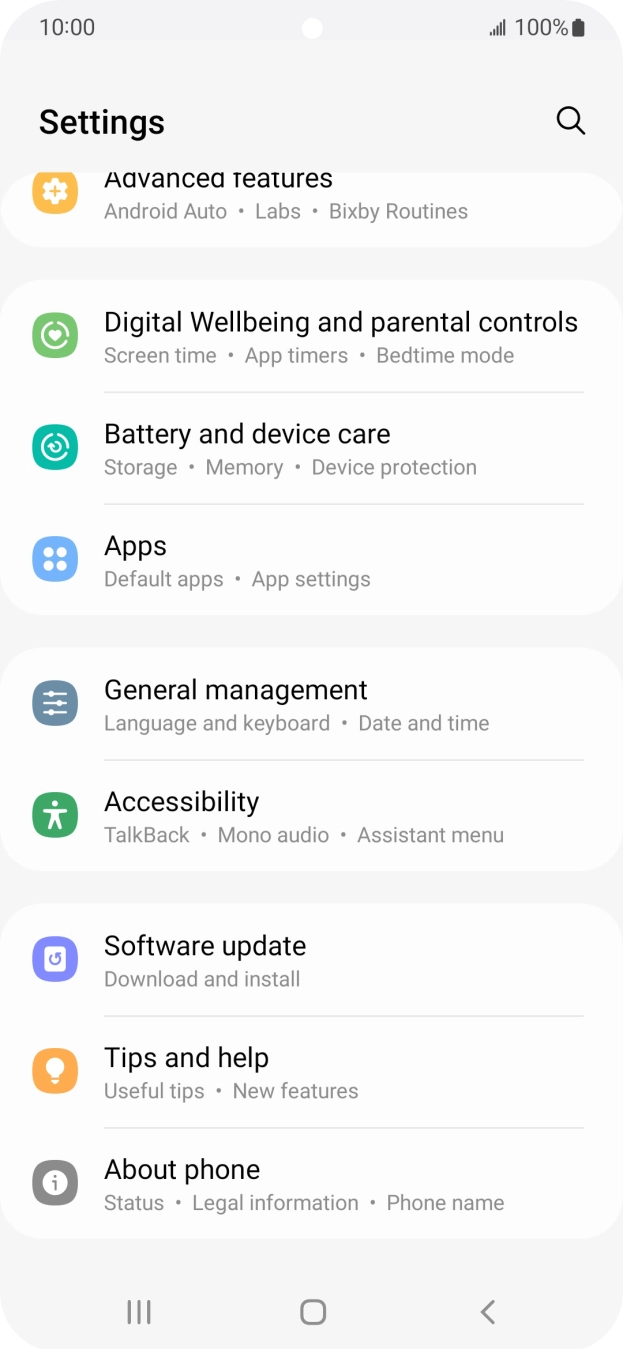 Press Battery and device care.