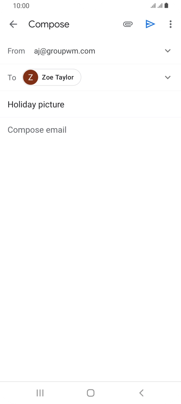 Press the text input field and write the text for your email. Press the text input field and write the text for your email.