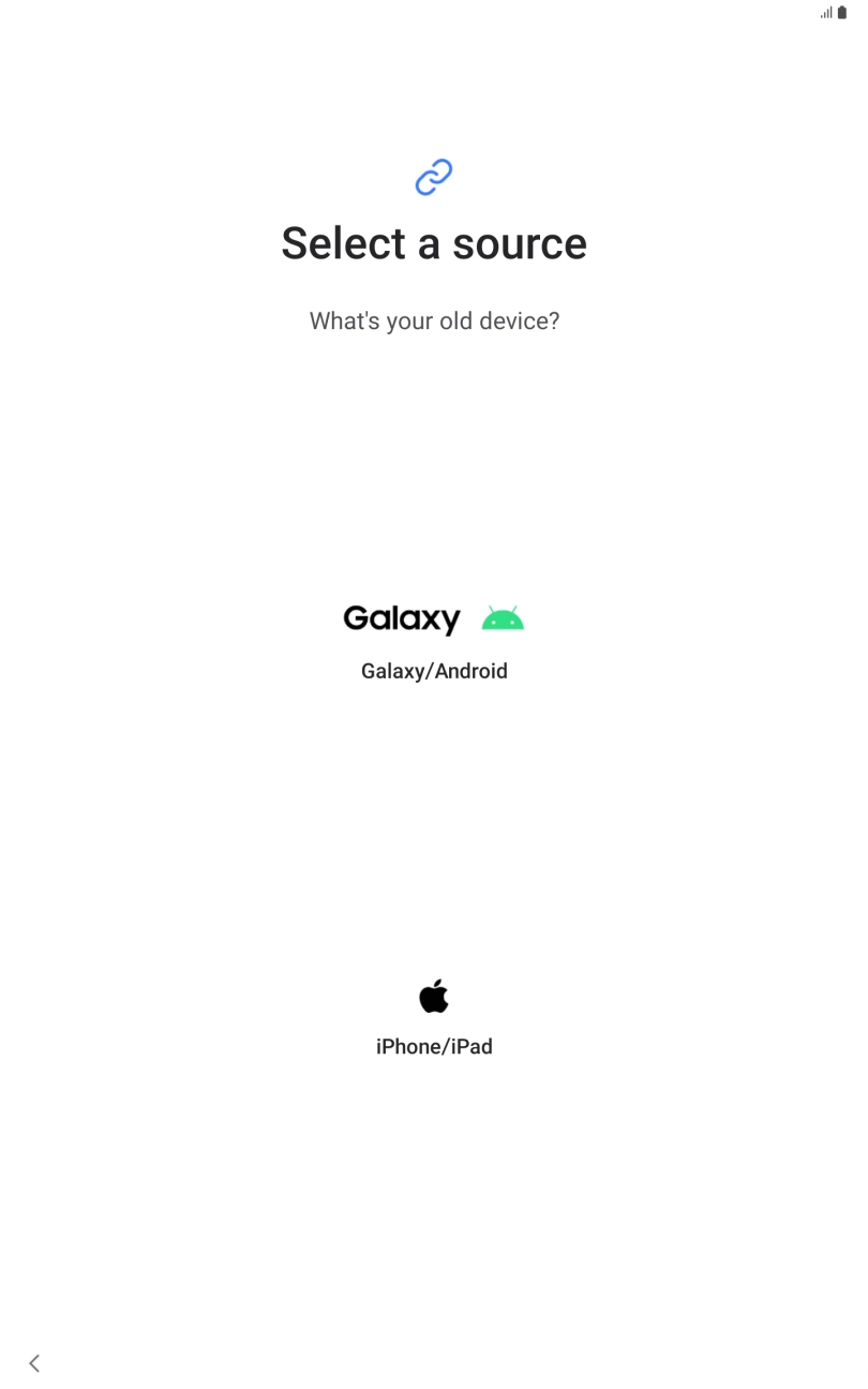 Press the required setting and follow the instructions on the screen to transfer the content from another device.