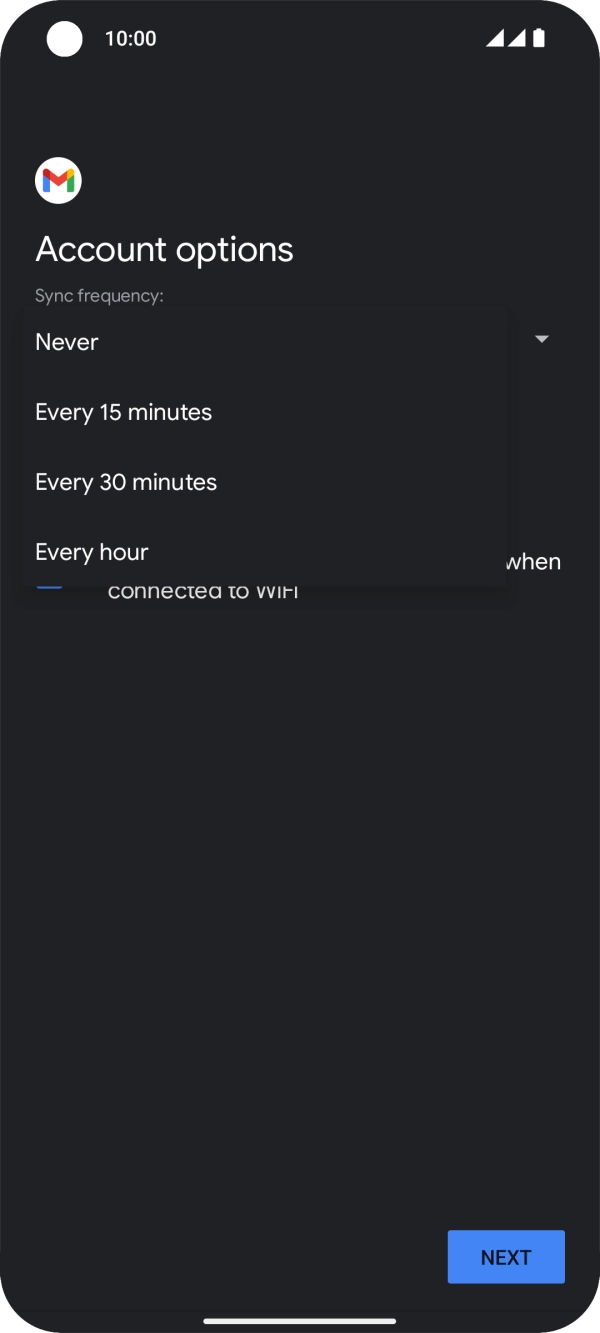Press the required setting.
