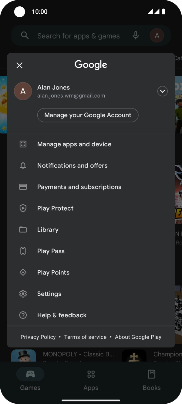 Press Manage apps and device.