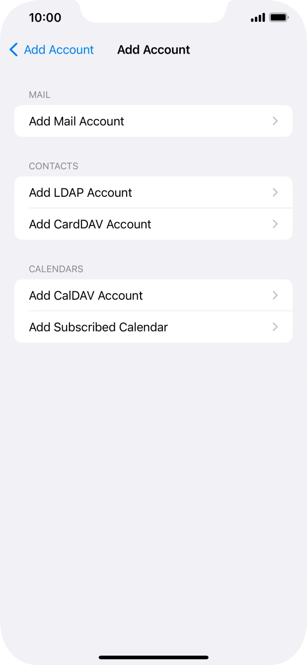 Press Add Mail Account. Press Add Mail Account.