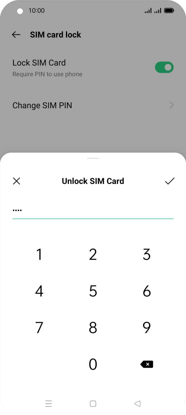 Key in your SIM PIN and press the confirm icon. The default SIM PIN is 0000.