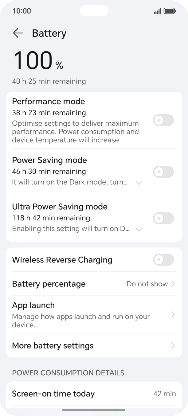 Press the indicator next to 'Power Saving mode' to turn on the function.