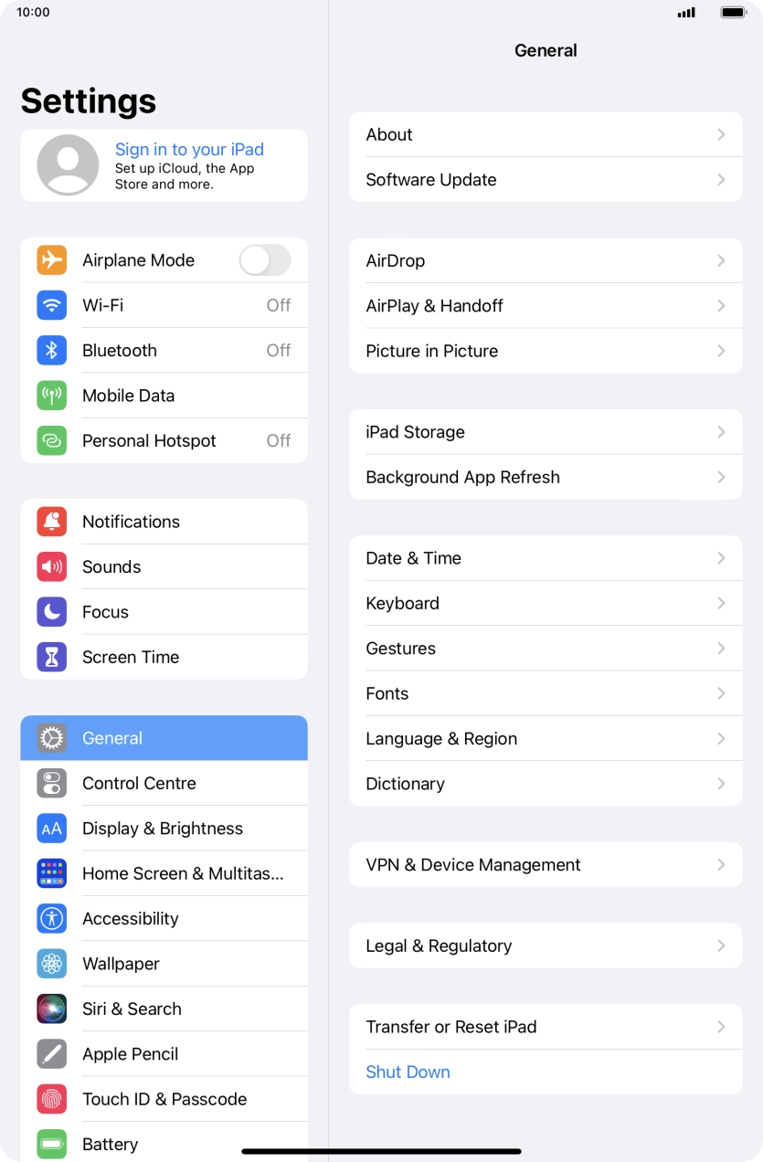 Press Sign in to your iPad. Press Sign in to your iPad.