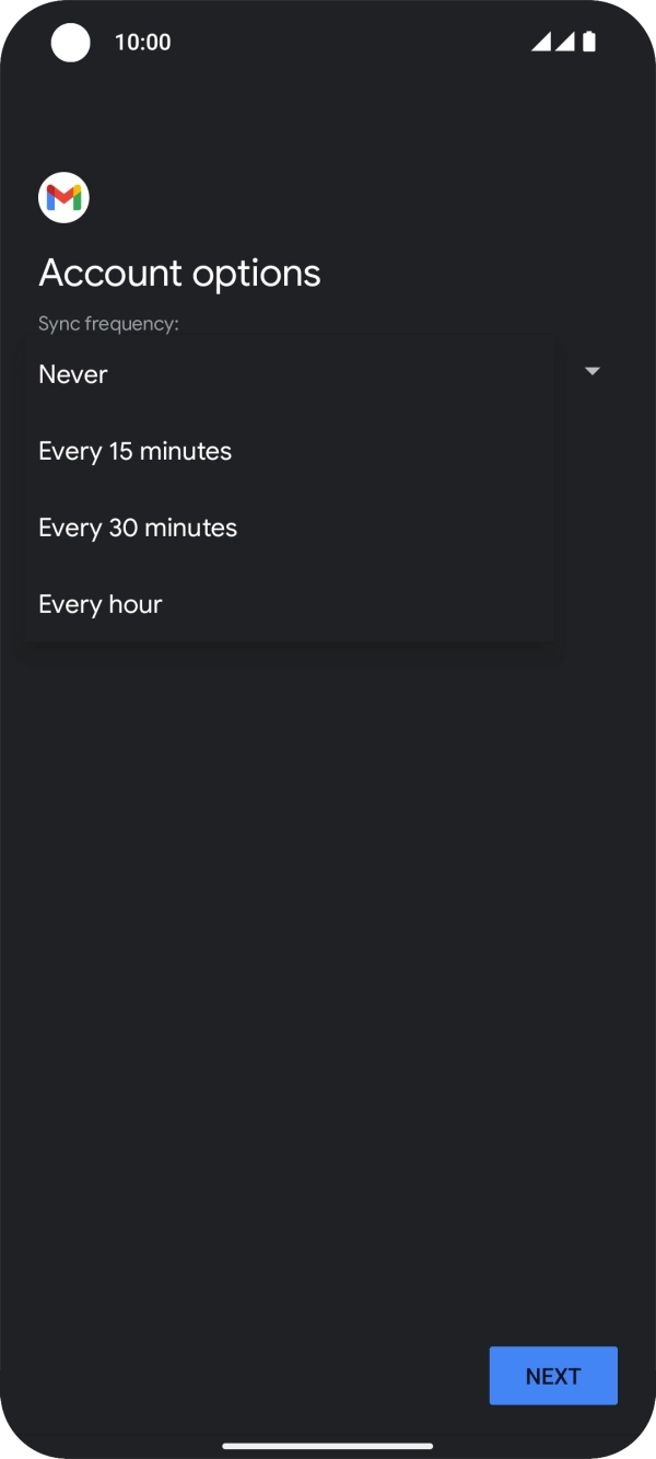 Press the required setting.