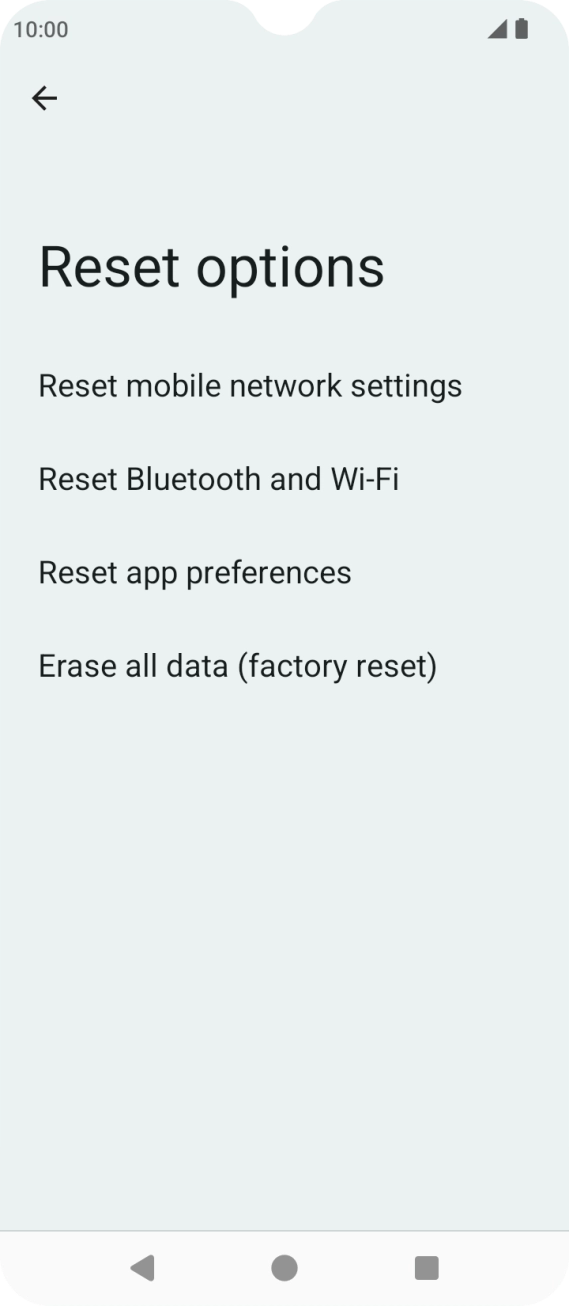 Press Erase all data (factory reset).