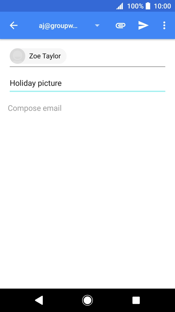 Press the text input field and write the text for your email.