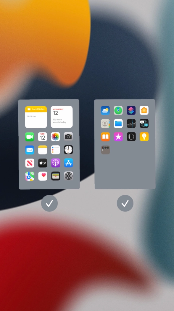 Press the fields below the required home screens to select or deselect them. Press the fields below the required home screens to select or deselect them.