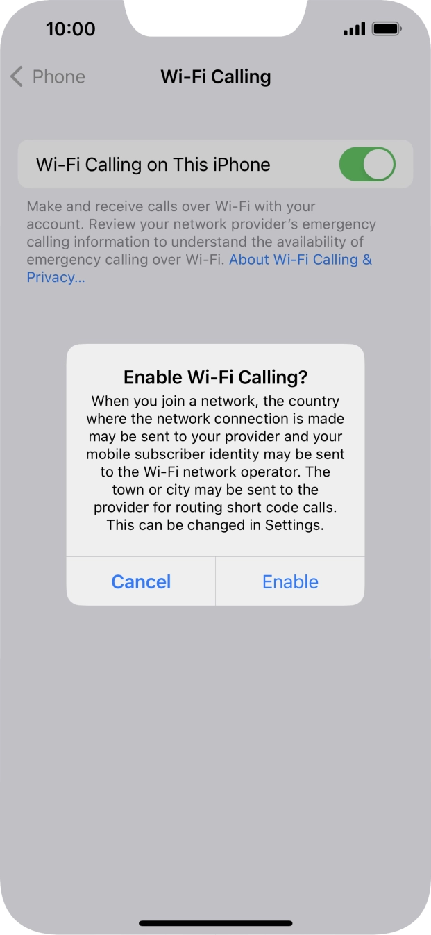If you turn on the function, press Enable. If you turn on the function, press Enable.