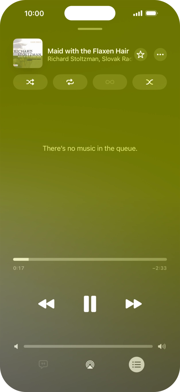 Press the shuffle icon to turn the function on or off. Press the shuffle icon to turn the function on or off.
