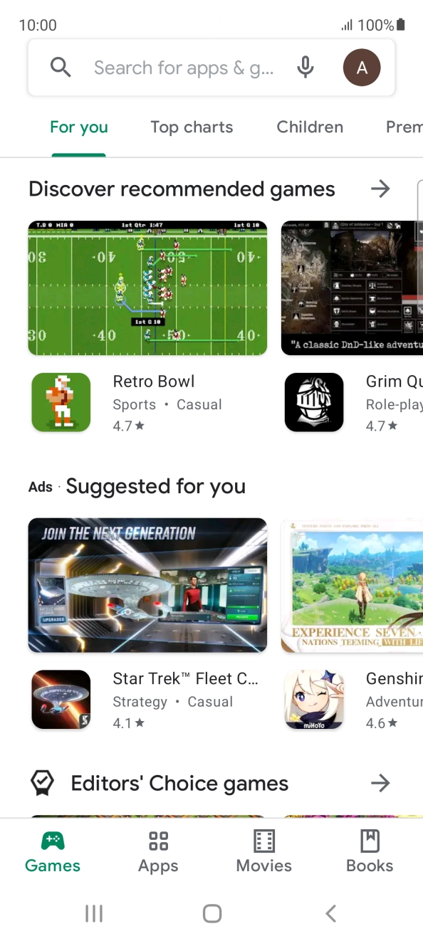 Press the search field.