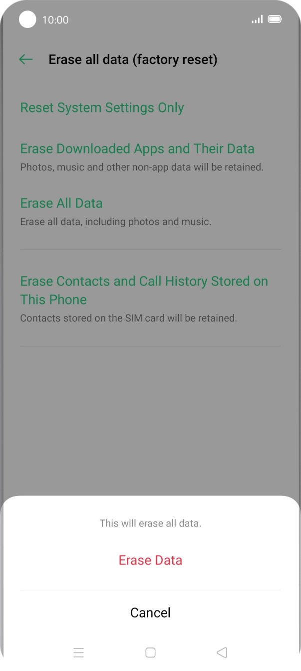Press Erase Data.
