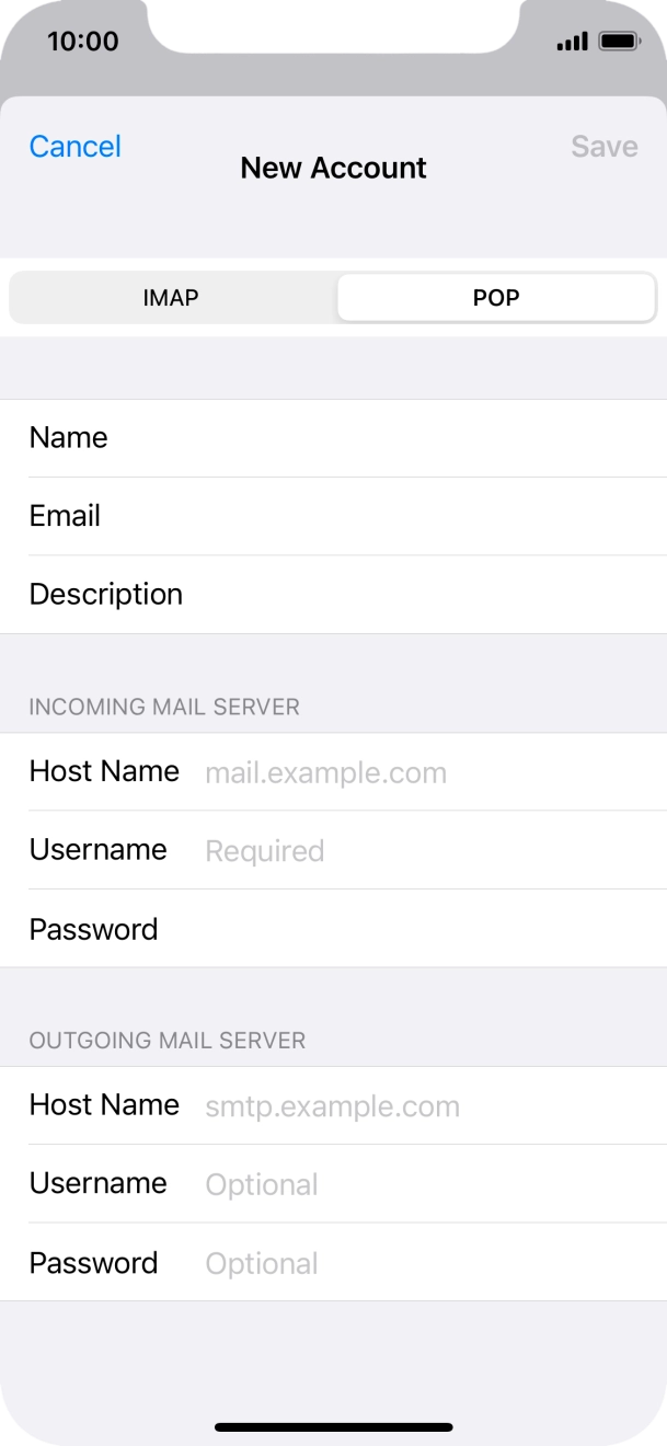 Press Host Name and key in the name of your email provider's incoming server. Press Host Name and key in the name of your email provider's incoming server.