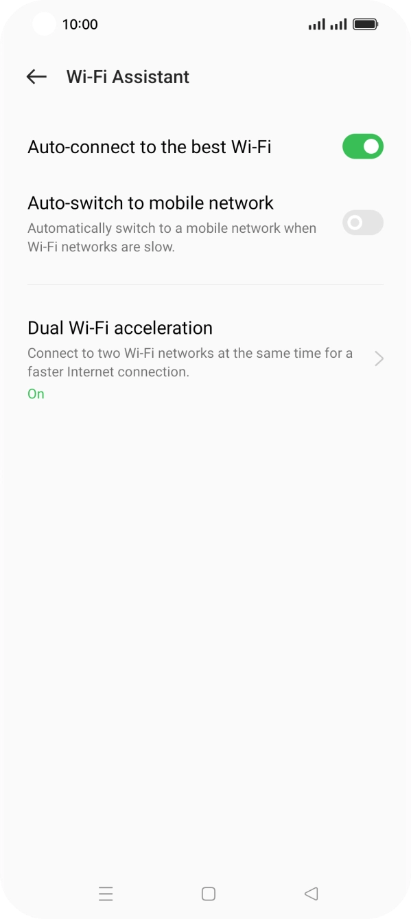 Press the indicator next to 'Auto-switch to mobile network' to turn the function on or off. Press the indicator next to 'Auto-switch to mobile network' to turn the function on or off.