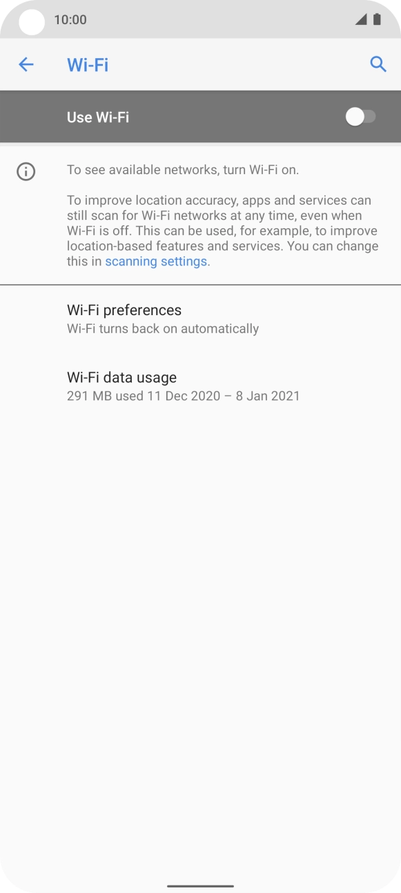 Press the indicator next to 'Use Wi-Fi' to turn on the function.