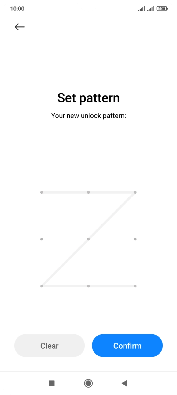 Slide your finger across the screen to connect at least four points and press Confirm. Slide your finger across the screen to connect at least four points and press Confirm.