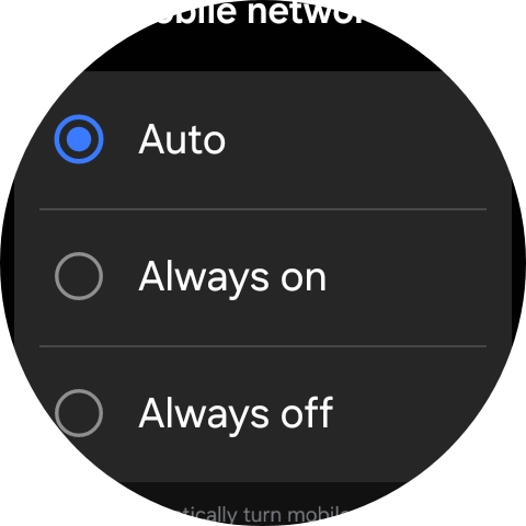 Press the required setting for mobile data usage.
