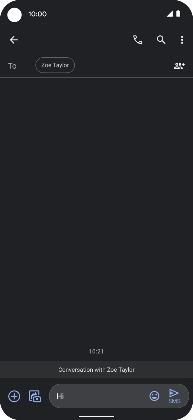 Press the send icon when you've finished your text message.