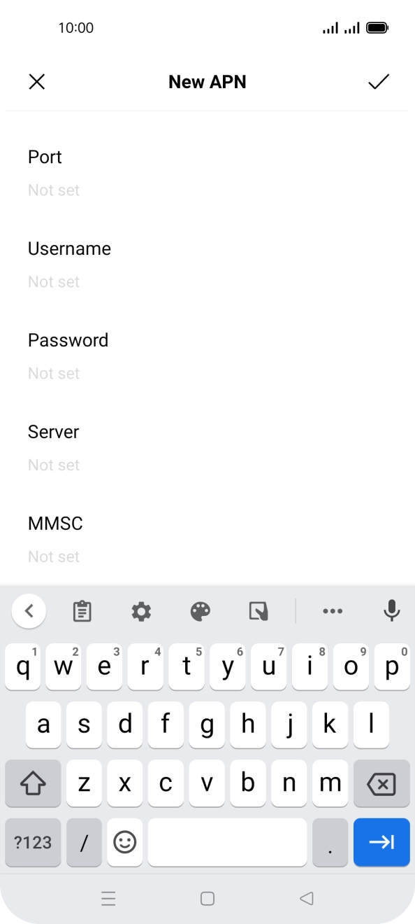 Key in http://mmsc.mms.o2.co.uk:8002 and press the confirm icon.