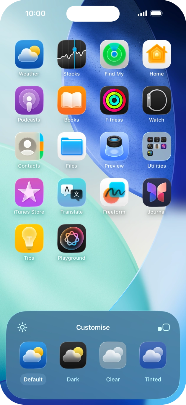 Press the required setting to select the size of app icons on the home screen.