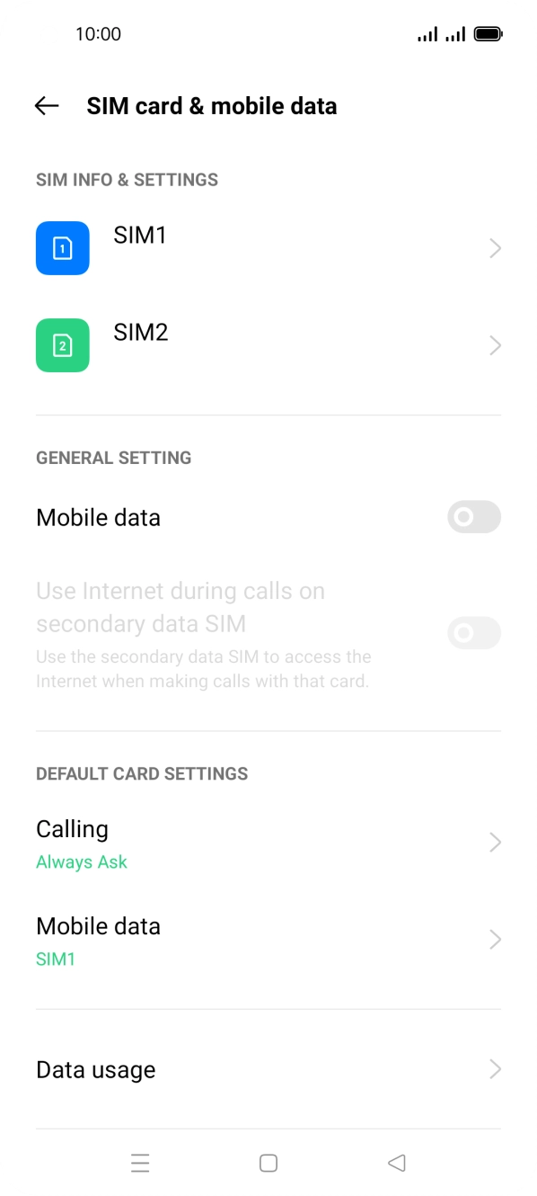 Press Data usage.