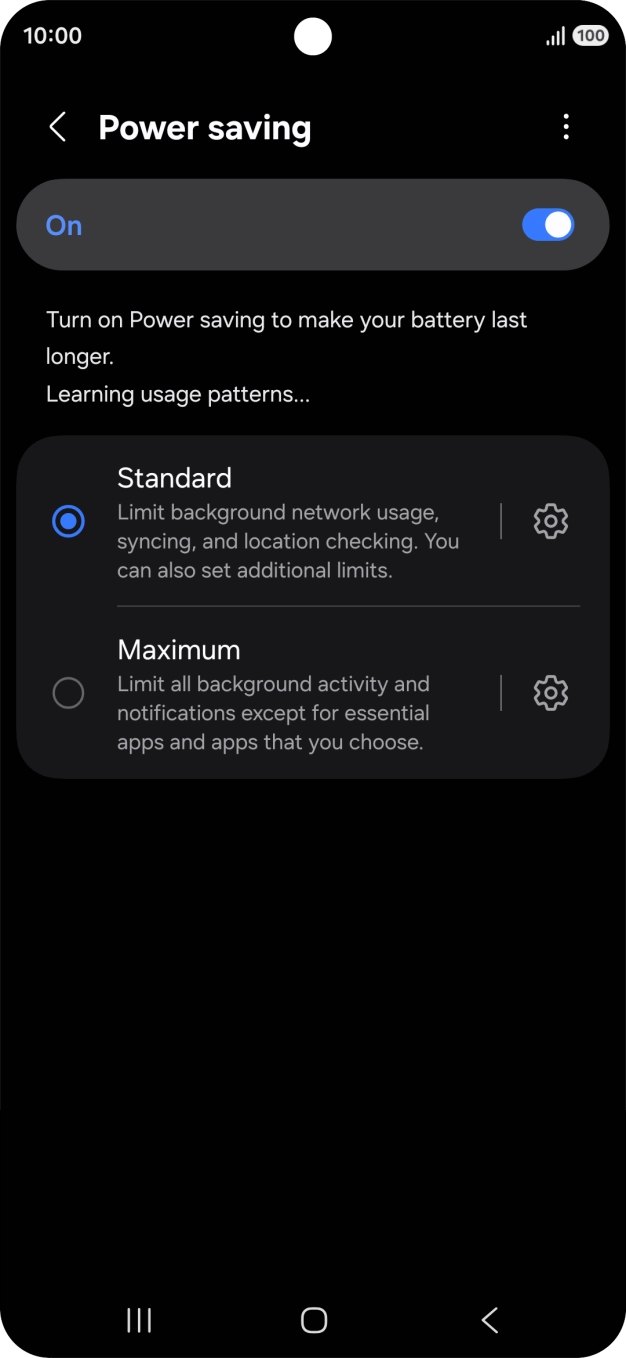 Press the indicators next to the required settings.