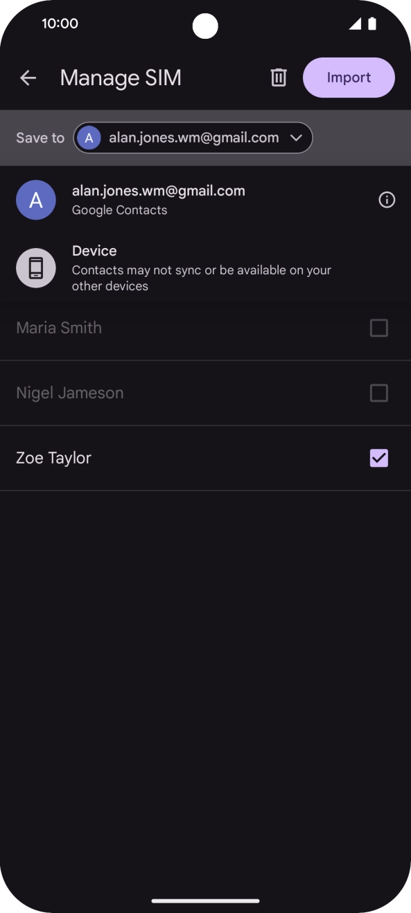 Press the required Google account. Press the required Google account.