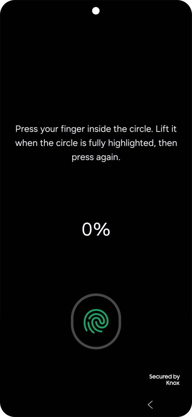 Follow the instructions on the screen to create the lock code using your fingerprint. Follow the instructions on the screen to create the lock code using your fingerprint.