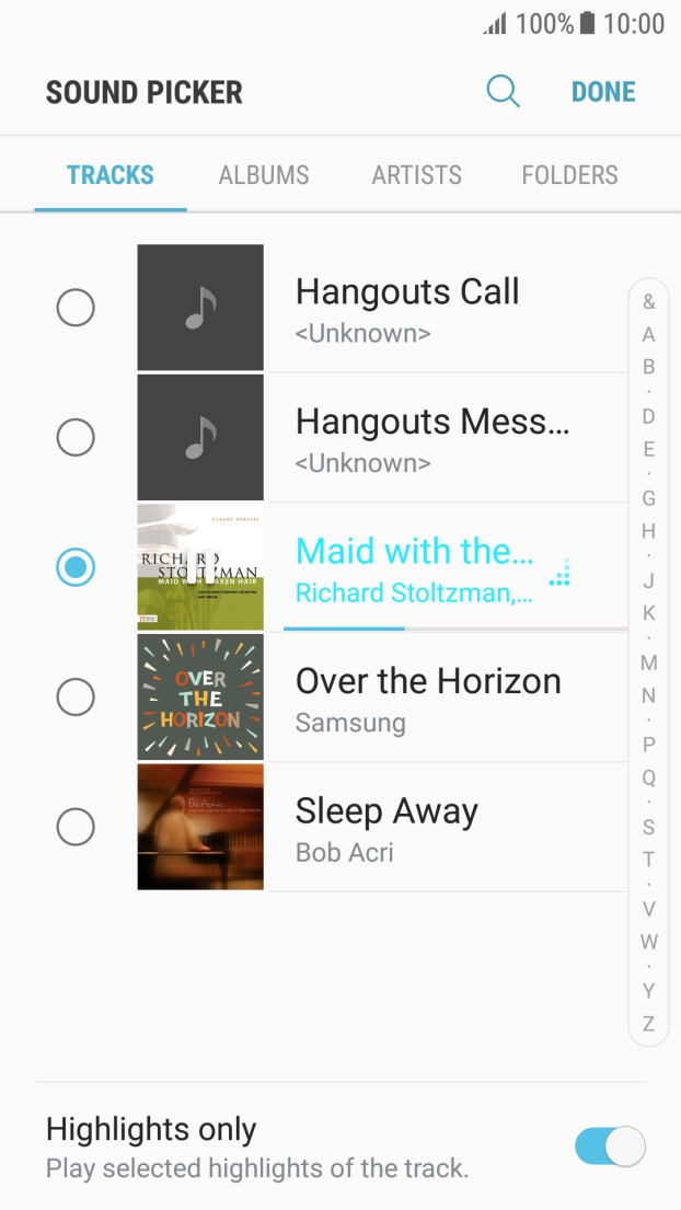 Once you've found a ring tone you like, press DONE.
