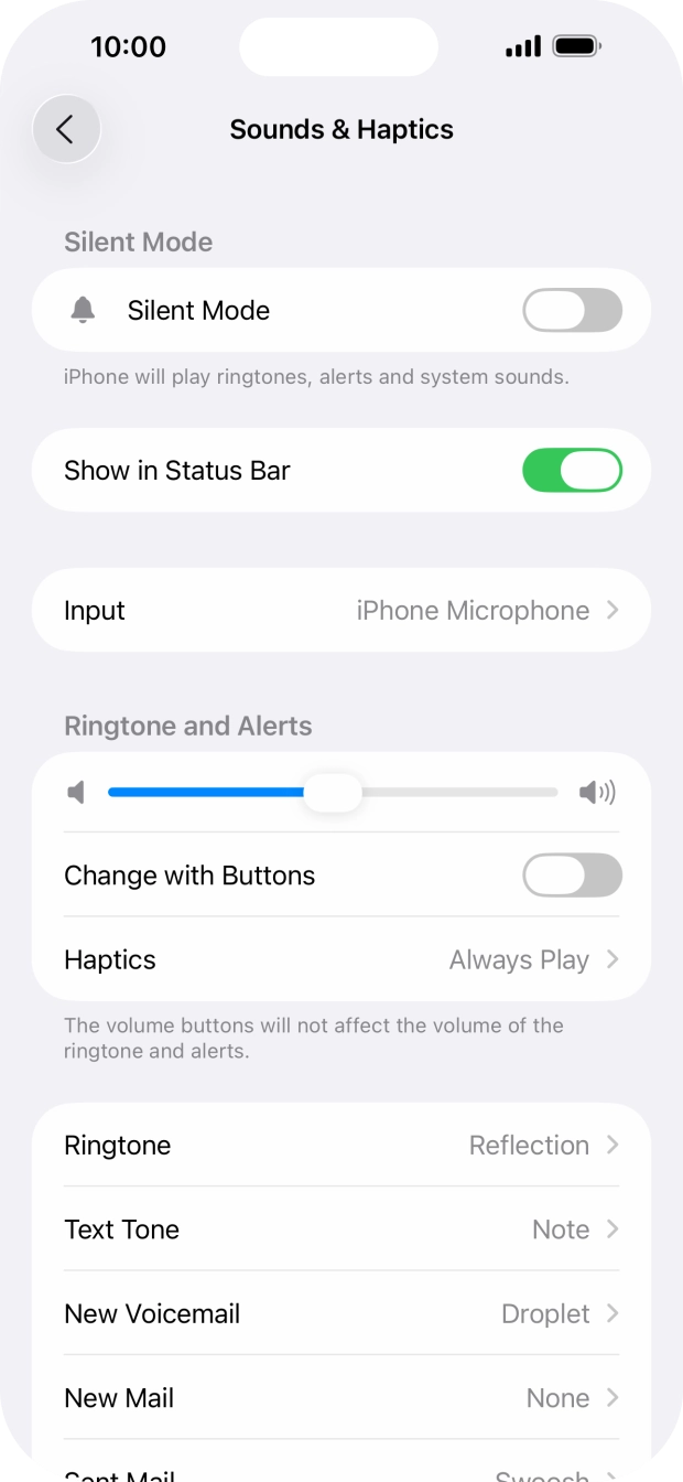 Press the indicator next to 'Silent Mode' to turn the function on or off. Press the indicator next to 'Silent Mode' to turn the function on or off.