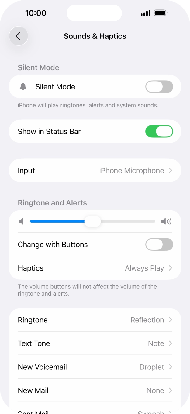 Press the indicator next to 'Silent Mode' to turn the function on or off. Press the indicator next to 'Silent Mode' to turn the function on or off.