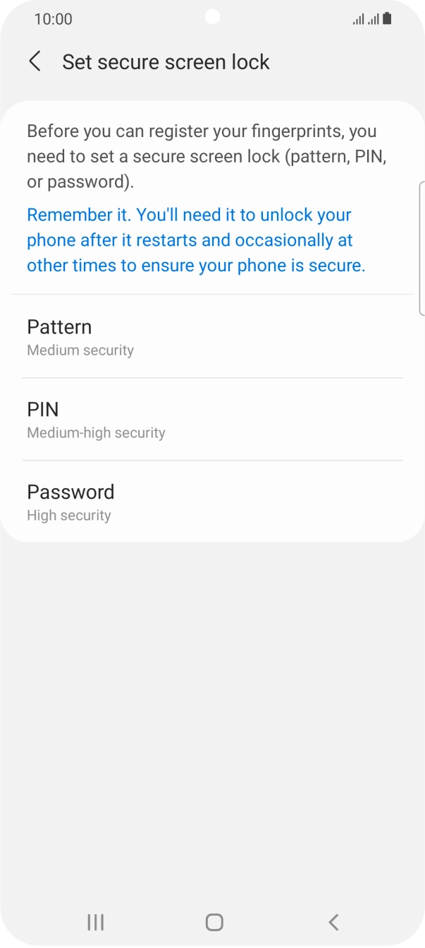 Press the required phone lock code and follow the instructions on the screen to create an additional phone lock code.
