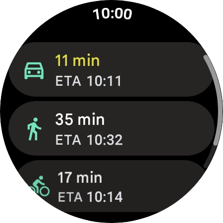 Press the required mode of transportation.